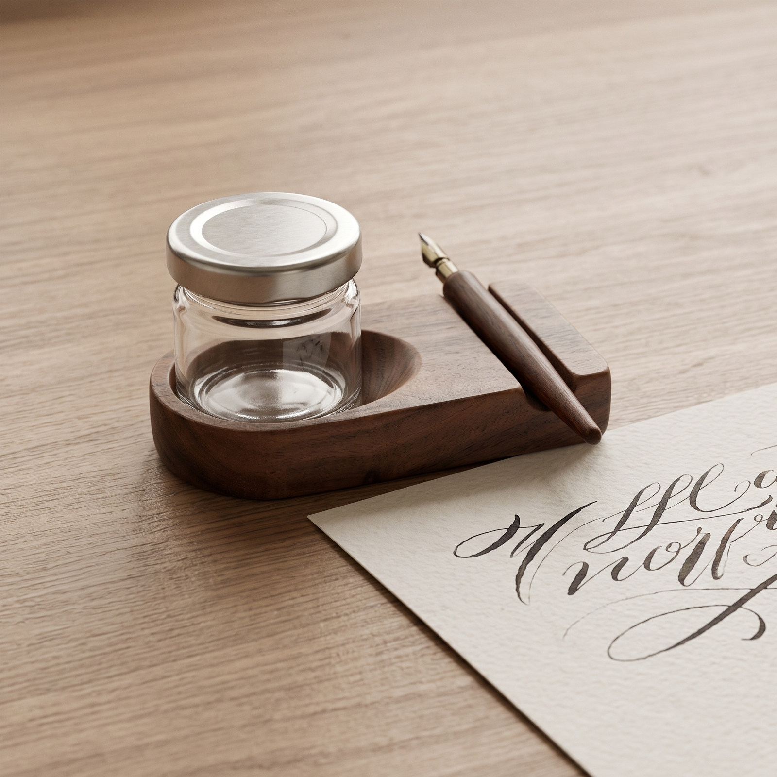 Calligraphy Ink Bottle - 1 Juego de Soporte de Madera