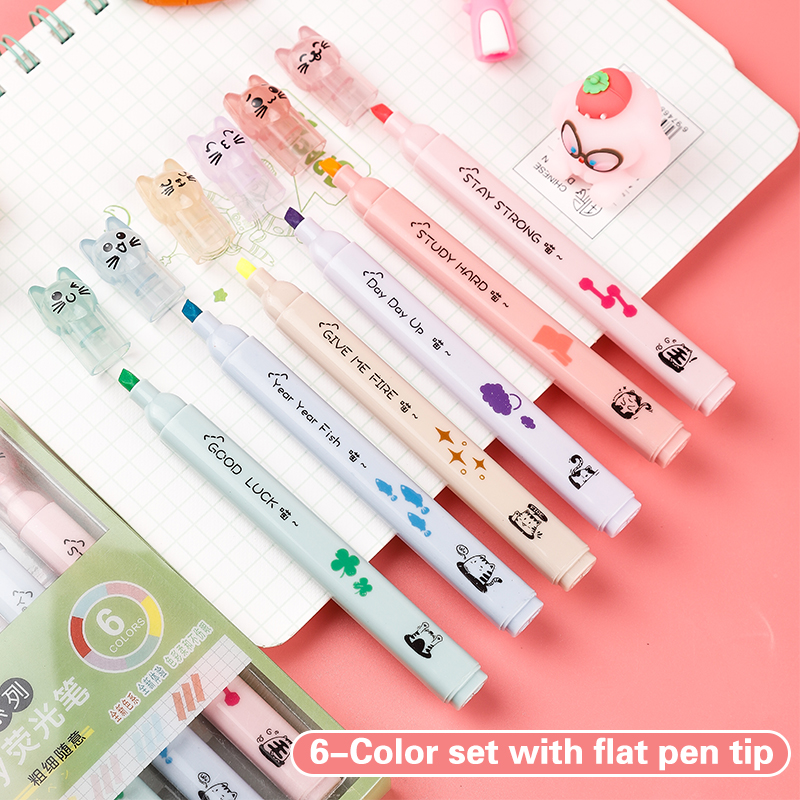 6 unids/pack Kawaii gato garra - Highlighter Set Pastel reseña y precio